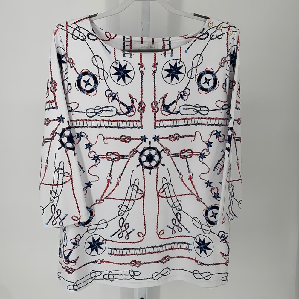 Excellent Condition•Charter Club Nautical Long Sleeve Top. Sz XL
